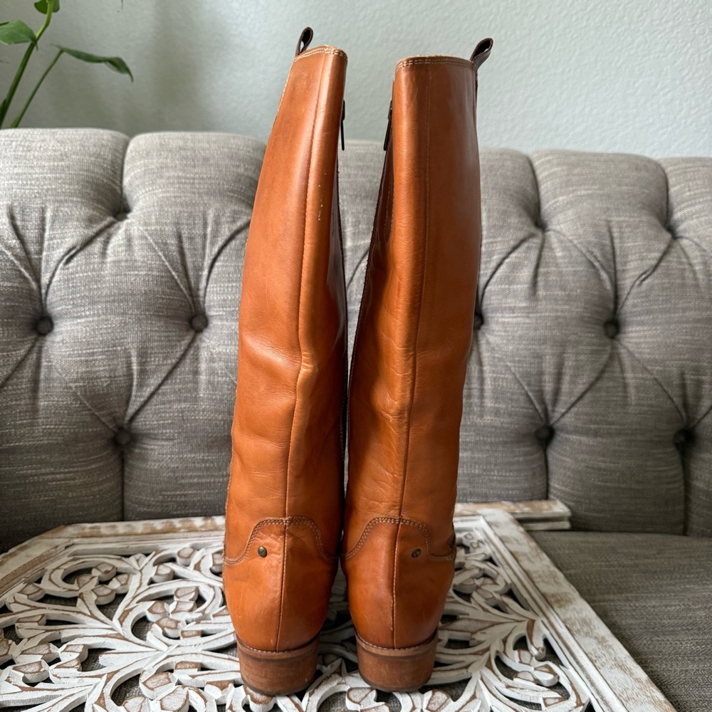 Pikolinos Tan Leather Tall Riding Boots Women’s 39 8.5 Braided Detail Zip Up - Picture 16 of 16